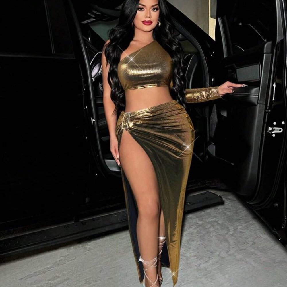 Gold Metallic Two-Piece Set